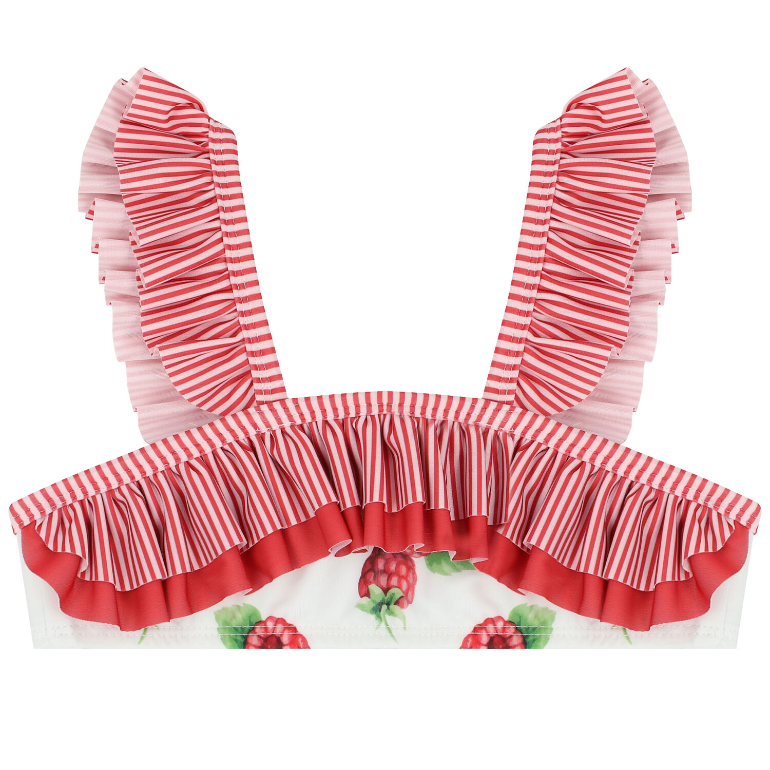 Girls White & Red Raspberries Swimsuit, 1, hi-res