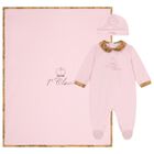 Baby Girls Pink & Beige Geo Map Babygrow Gift Set, 2, hi-res