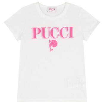Girls White Pesci Logo T-Shirt
