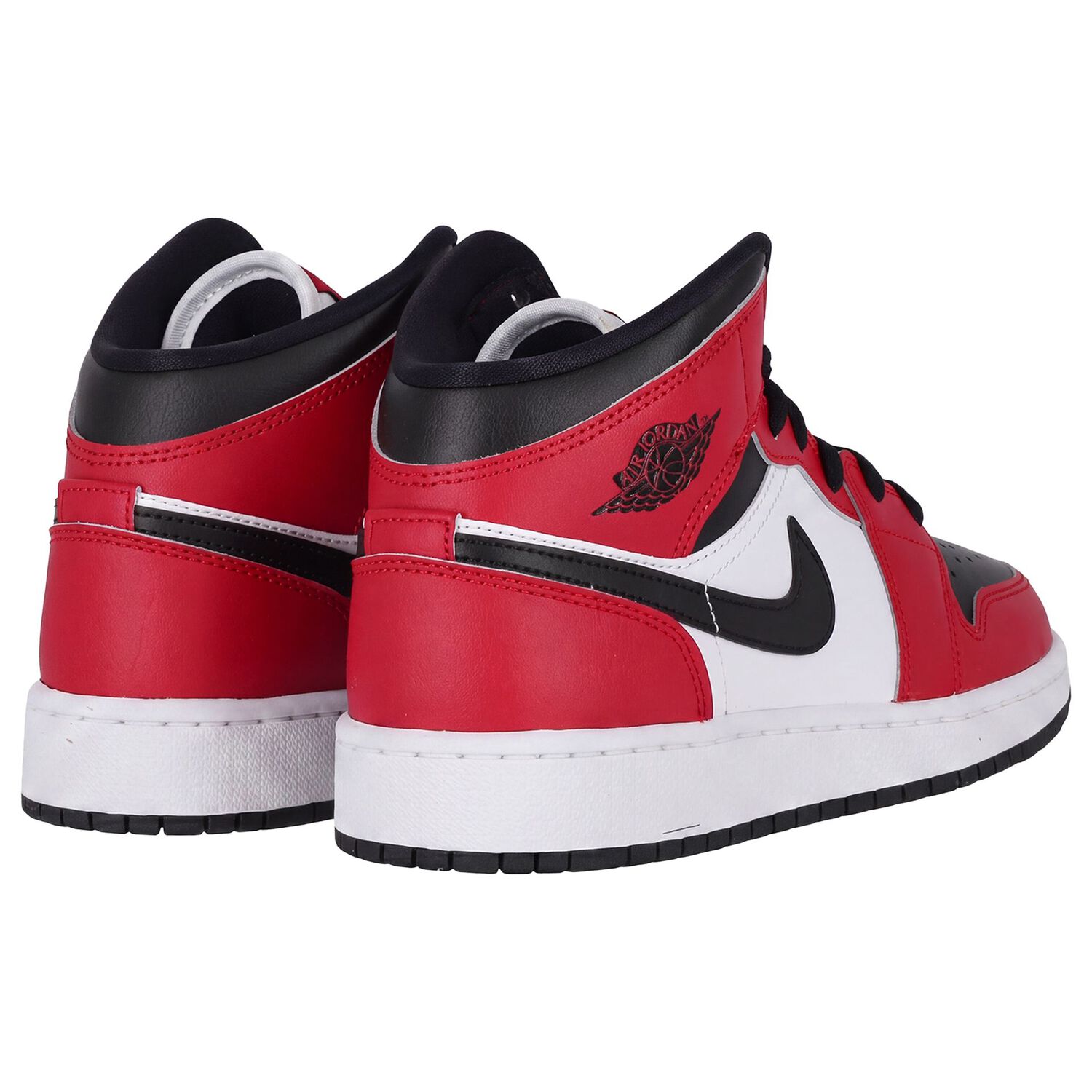 Red & White Air Jordan 1 Mid Trainers, 2, hi-res