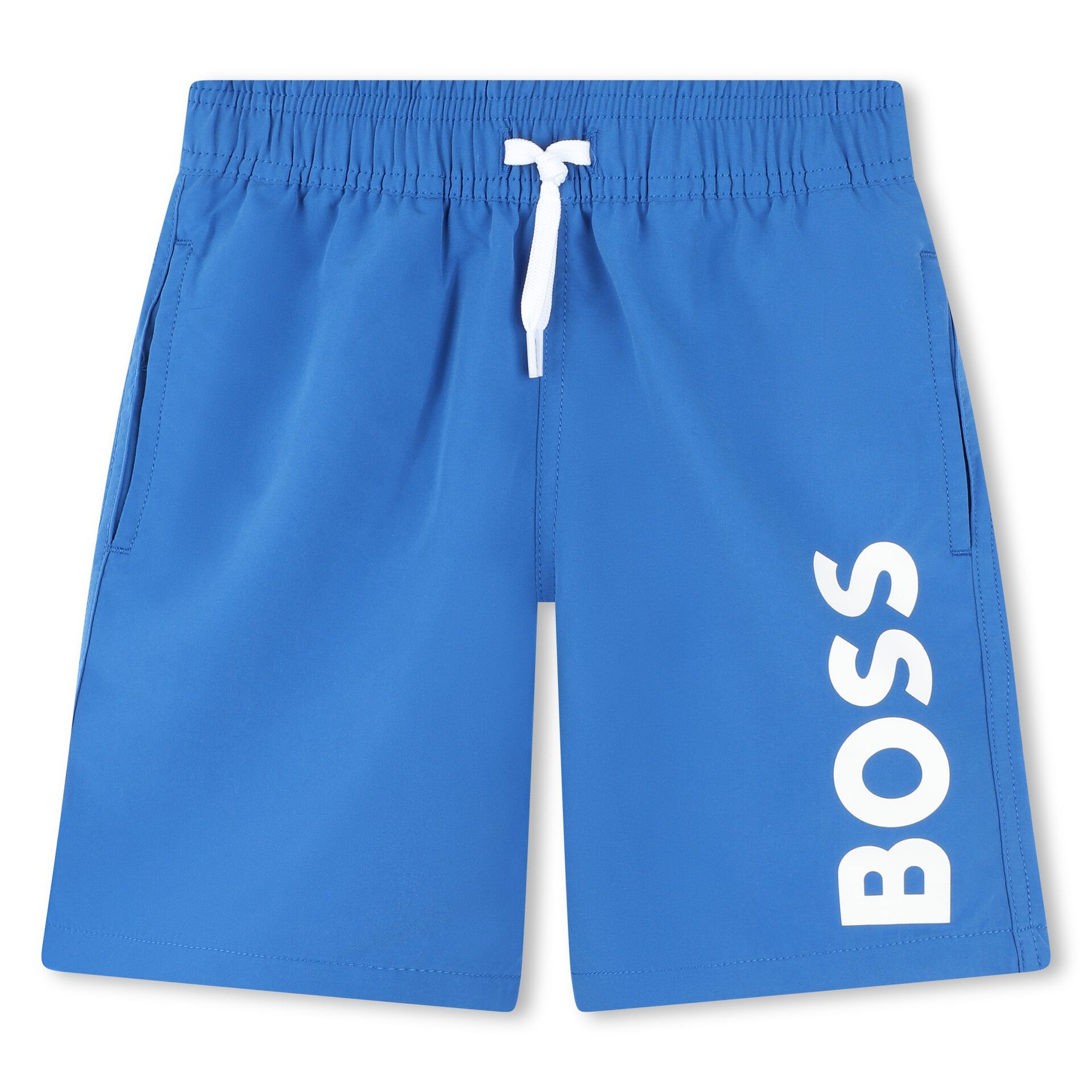 BOSS Boys Blue Logo Swim Shorts Junior Couture UK