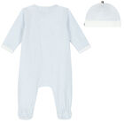 Boys White & Blue Monogram Babygrow & Hat Gift Set, 1, hi-res