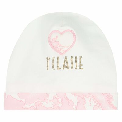 Baby Girls White & Pink Geo Map Hat