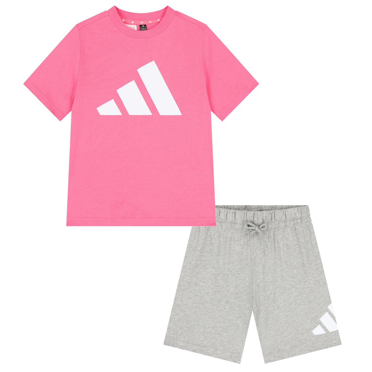 Girls Pink & Grey Logo Shorts Set, 1, hi-res