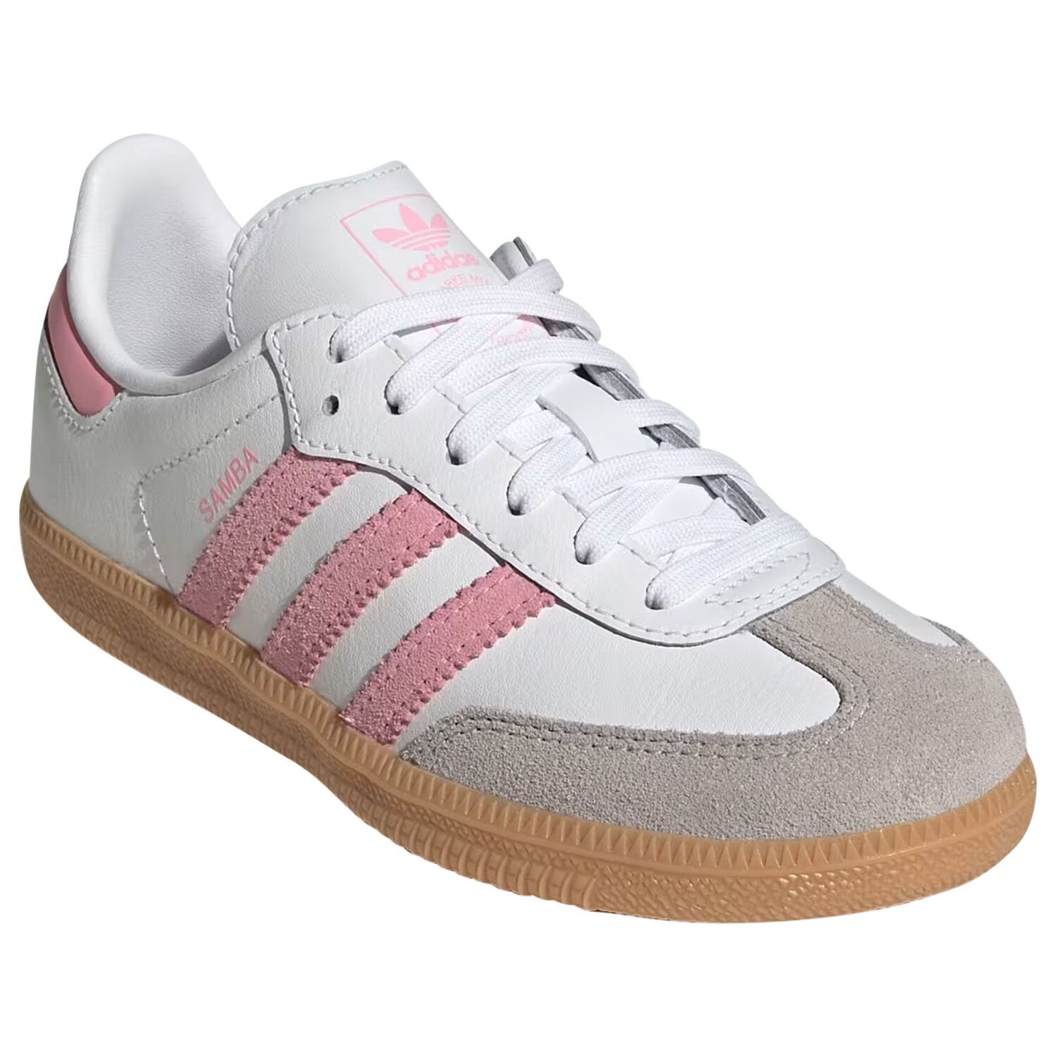 Girls White & Pink Samba OG Trainers, 1, hi-res