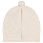 Beige Logo Knitted Baby Hat, 1, hi-res