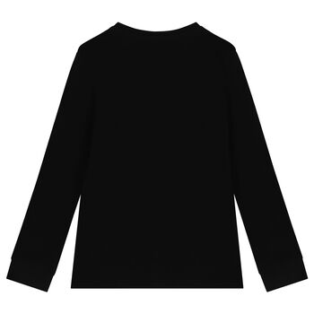 Boys Black Logo Long Sleeve Top