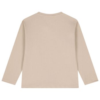 Boys Beige French Bulldog Long Sleeve Top