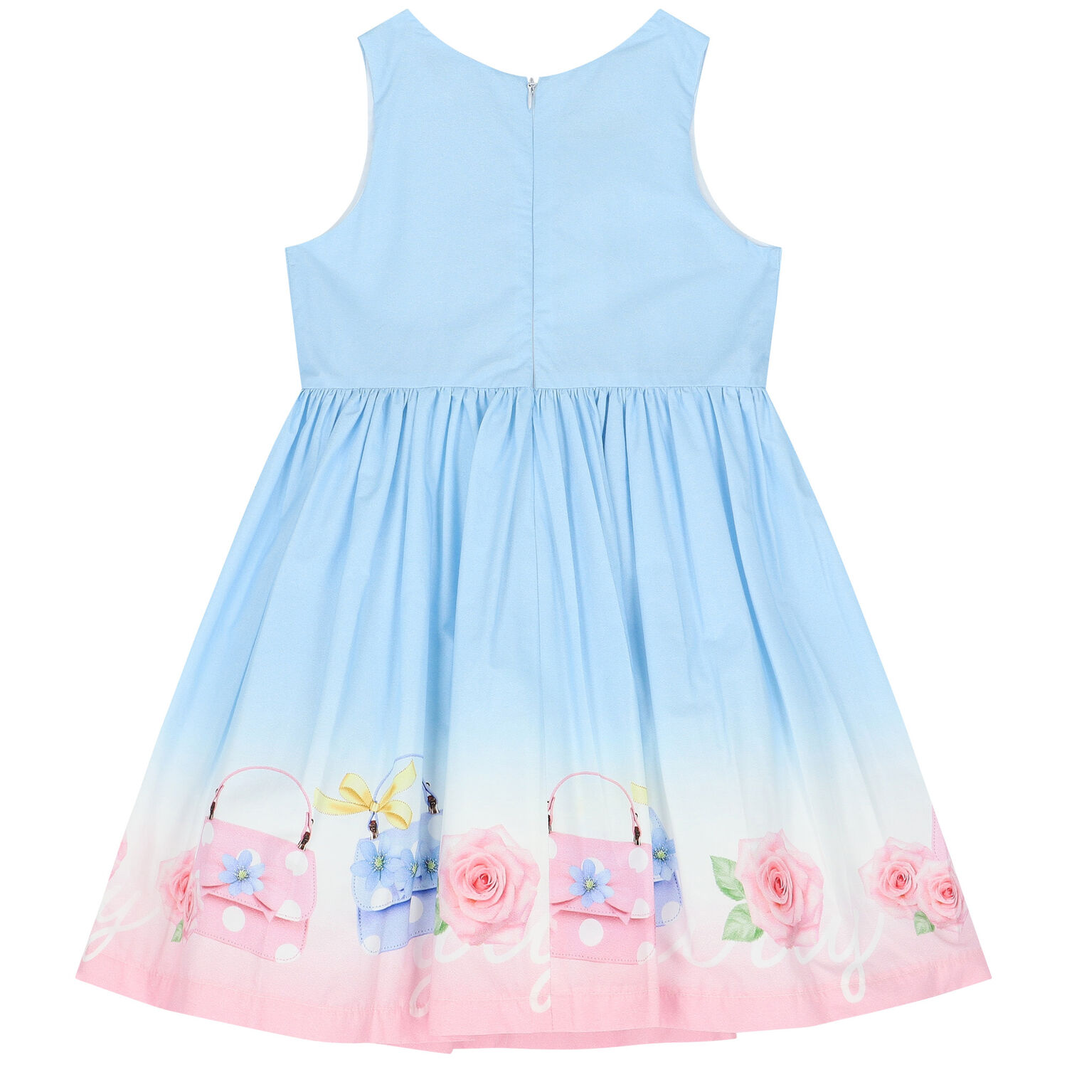 Girls Blue Bow Dress, 1, hi-res