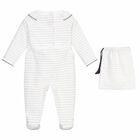 Baby Girls White & Gold Velour Babygrow Set, 1, hi-res