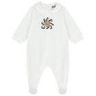 White Teddy Bear Logo Babygrow Gift Set , 1, hi-res