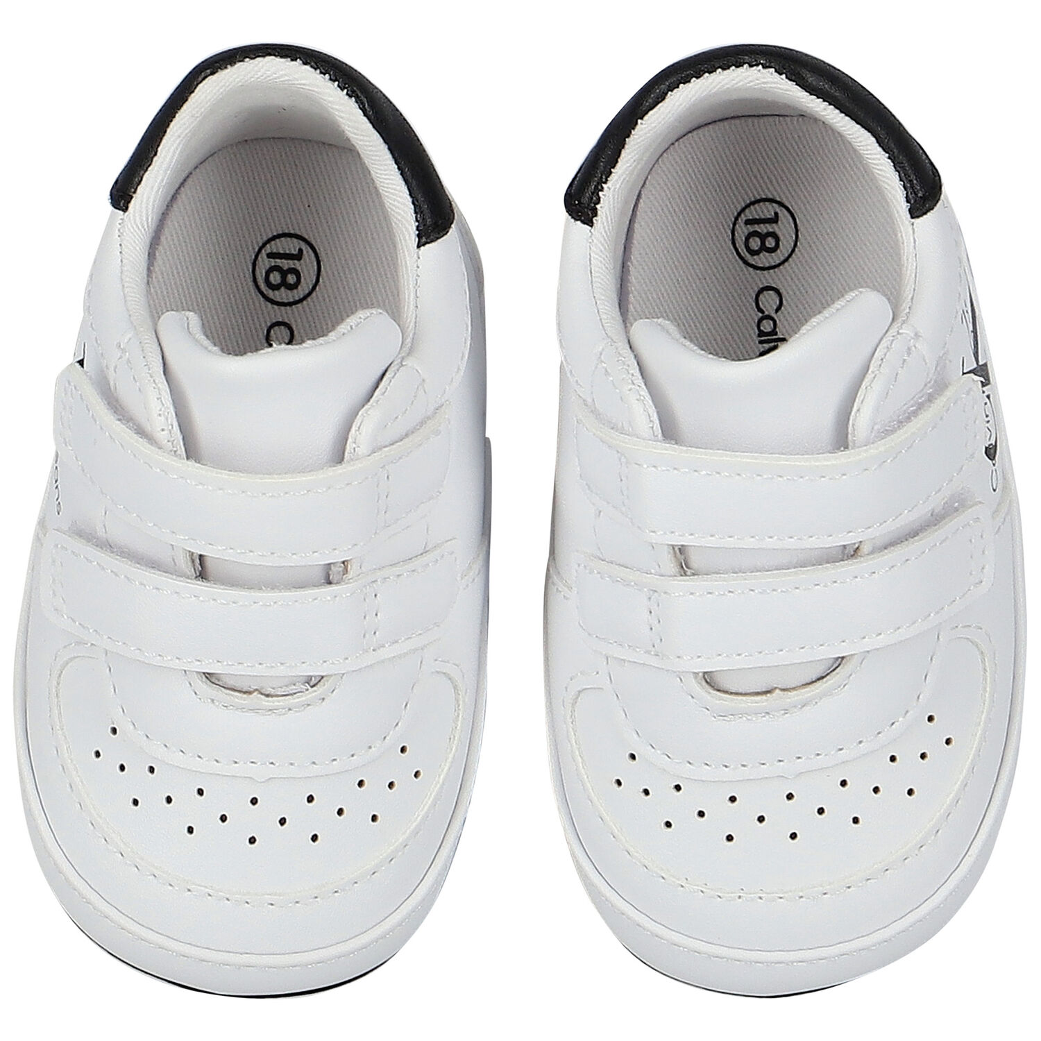 White & Black Logo Pre Walker Shoes, 1, hi-res