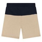 Younger Boys Navy Blue & Beige Logo Shorts, 2, hi-res