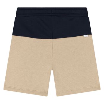 Younger Boys Navy Blue & Beige Logo Shorts