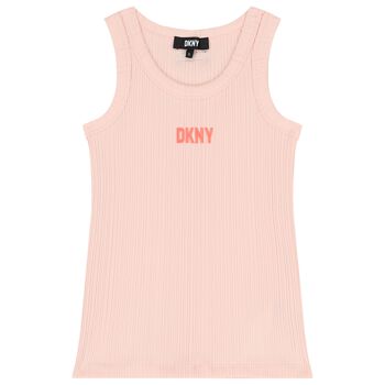 Girls Pink Logo Ribbed Top