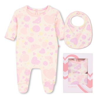 Baby Girls Pink Heart Babygrow Gift Set