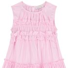 Girls Pink Poplin Ruffle Dress, 4, hi-res