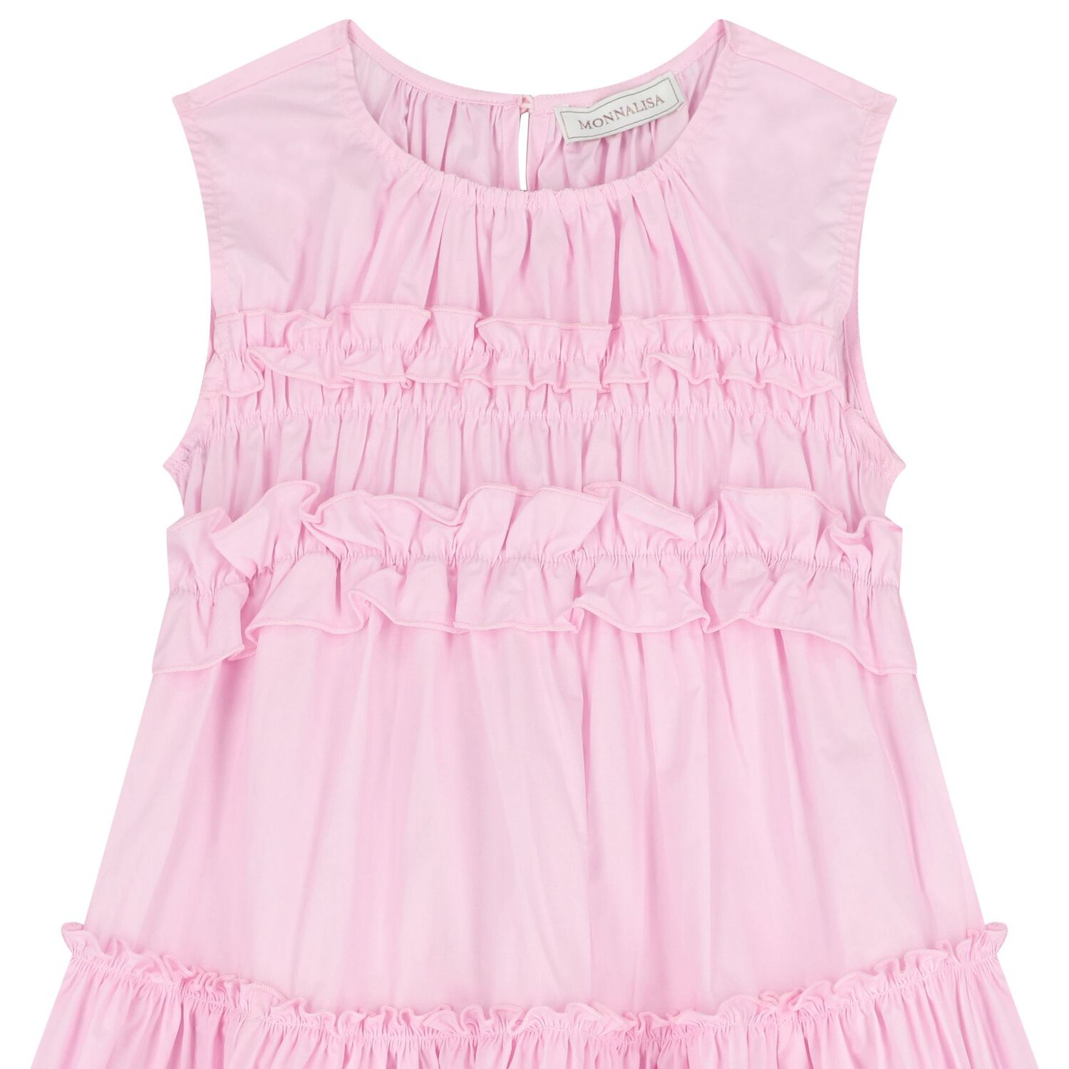 Girls Pink Poplin Ruffle Dress, 4, hi-res