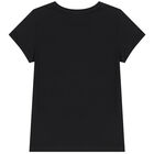 Girls Black Diamante Logo T-Shirt, 2, hi-res