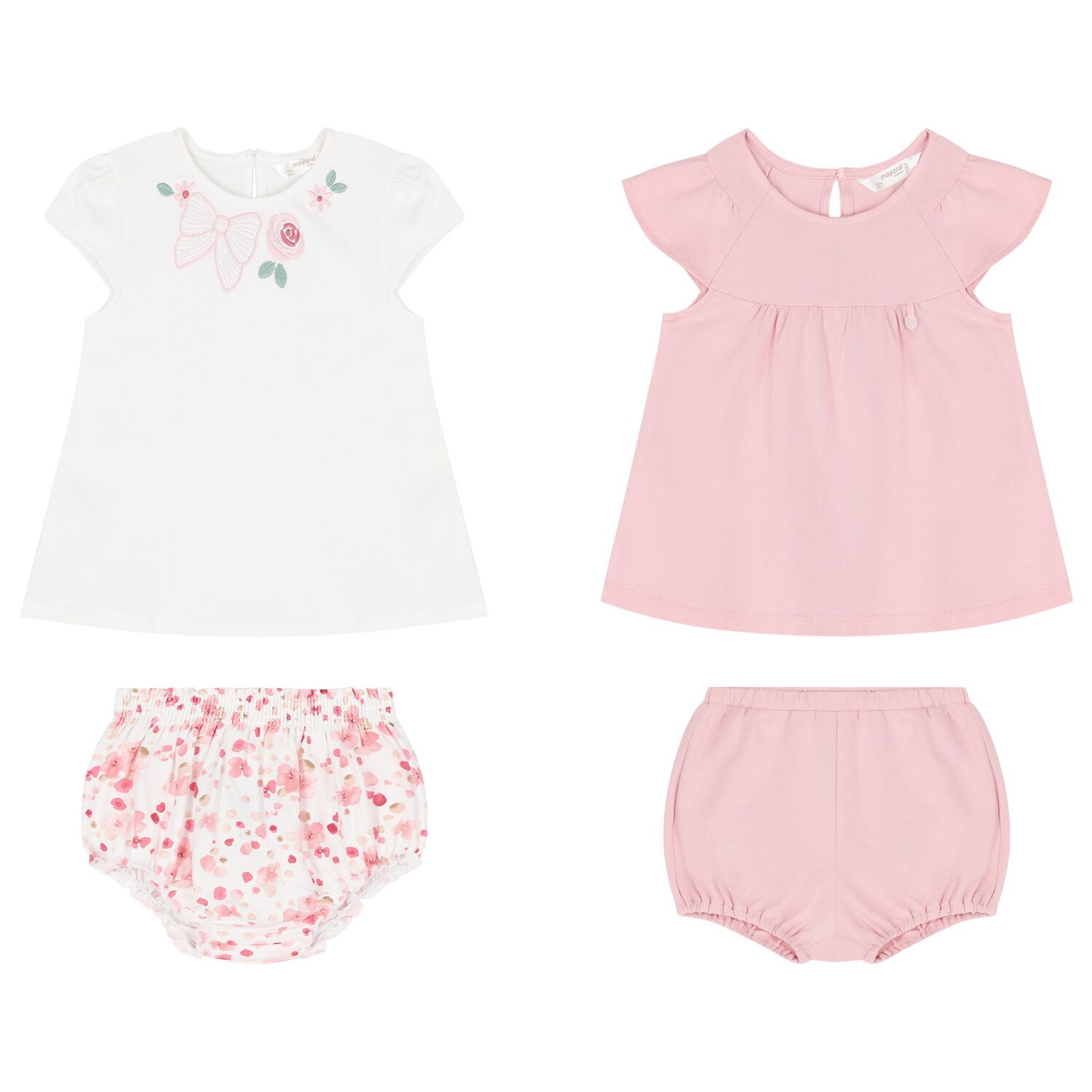 Baby Girls White & Pink Shorts Set ( 2-Pack ), 1, hi-res