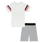 Boys White and Grey Shorts Set, 1, hi-res