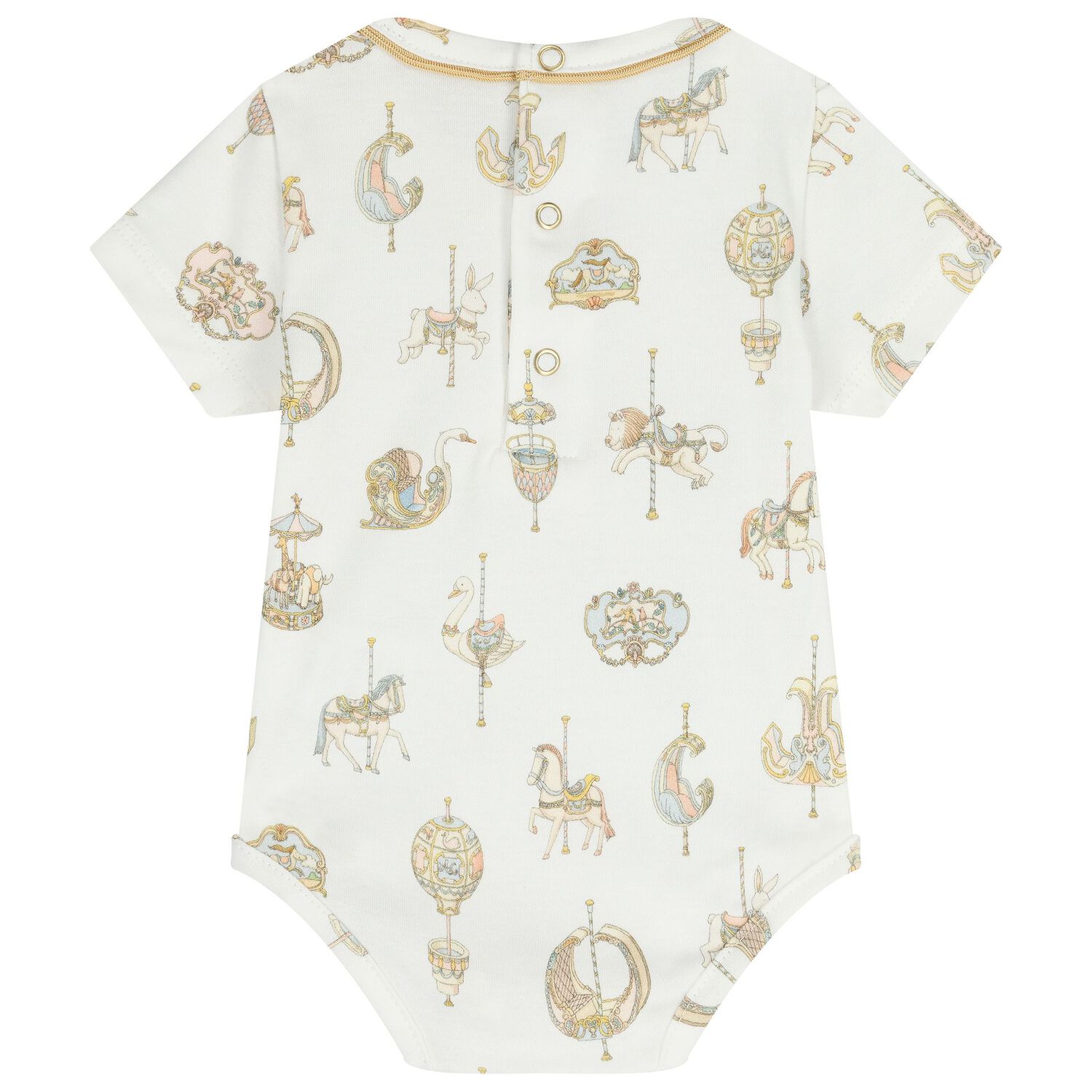 White Carousel Baby Bodysuit, 1, hi-res