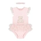 Baby Girls Pink Teddy Bear Bodysuit Dress Set, 2, hi-res