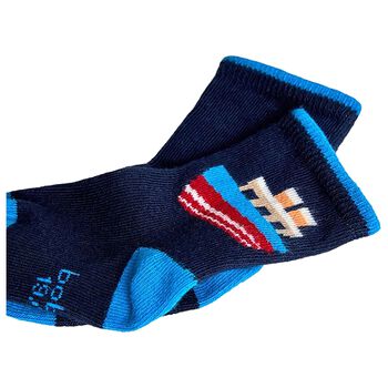 Boys Navy Blue & Red Socks ( 3-Pack ), 2 Boys Navy Blue & Red Socks ( 3-Pack )