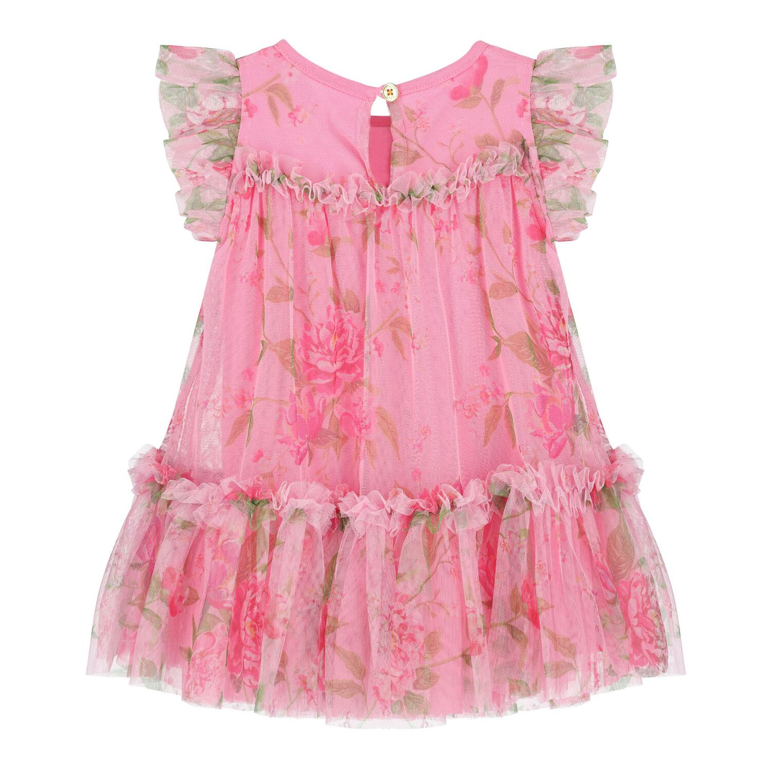 Baby Girls Pink Floral Tulle Dress, 2, hi-res image number null