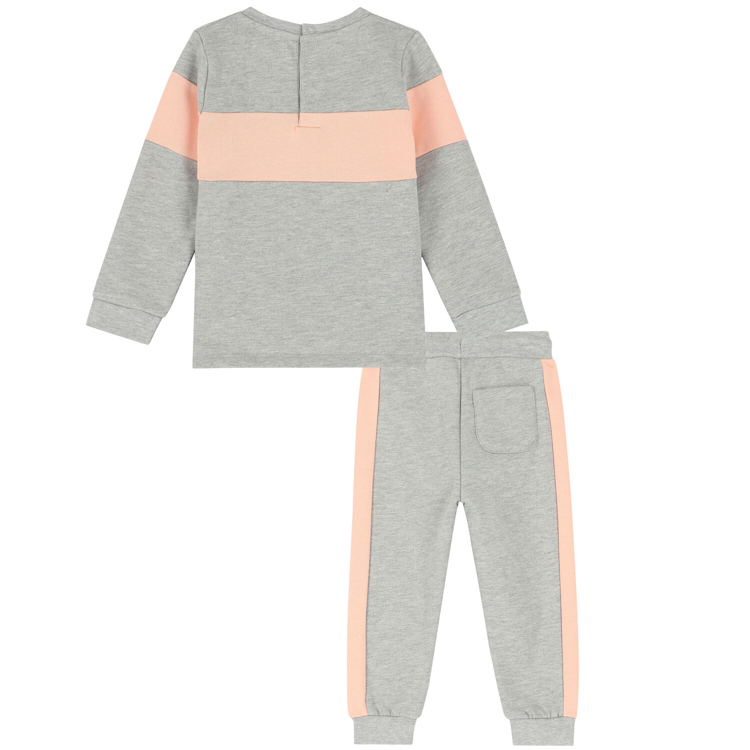 Baby Girls Grey & Pink Logo Tracksuit, 1, hi-res