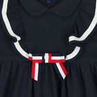 Younger Girls Navy Blue Ruffle Dress, 2, hi-res