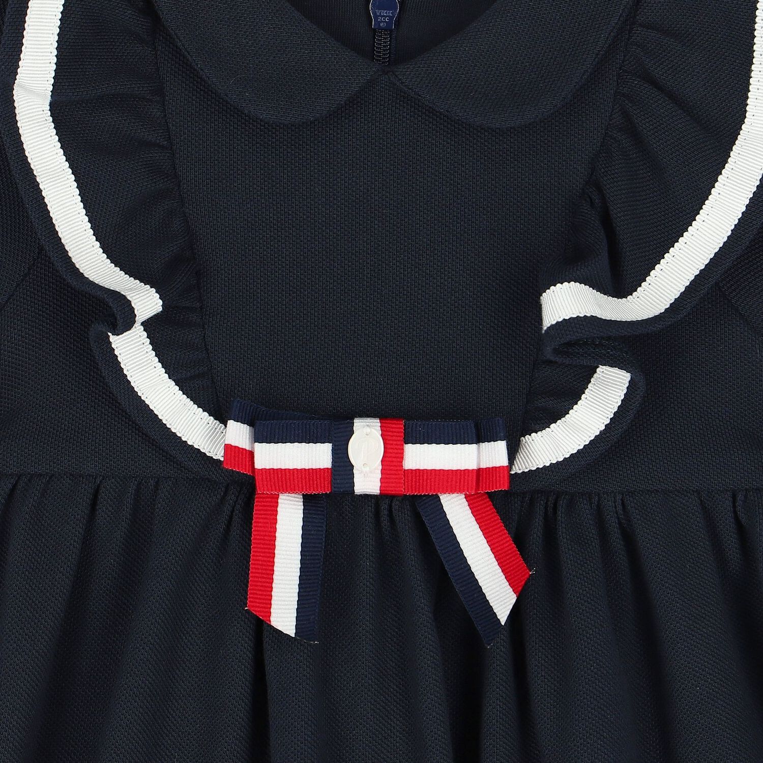 Younger Girls Navy Blue Ruffle Dress, 2, hi-res