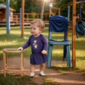 Baby Girls Purple Polo Bear Dress Set