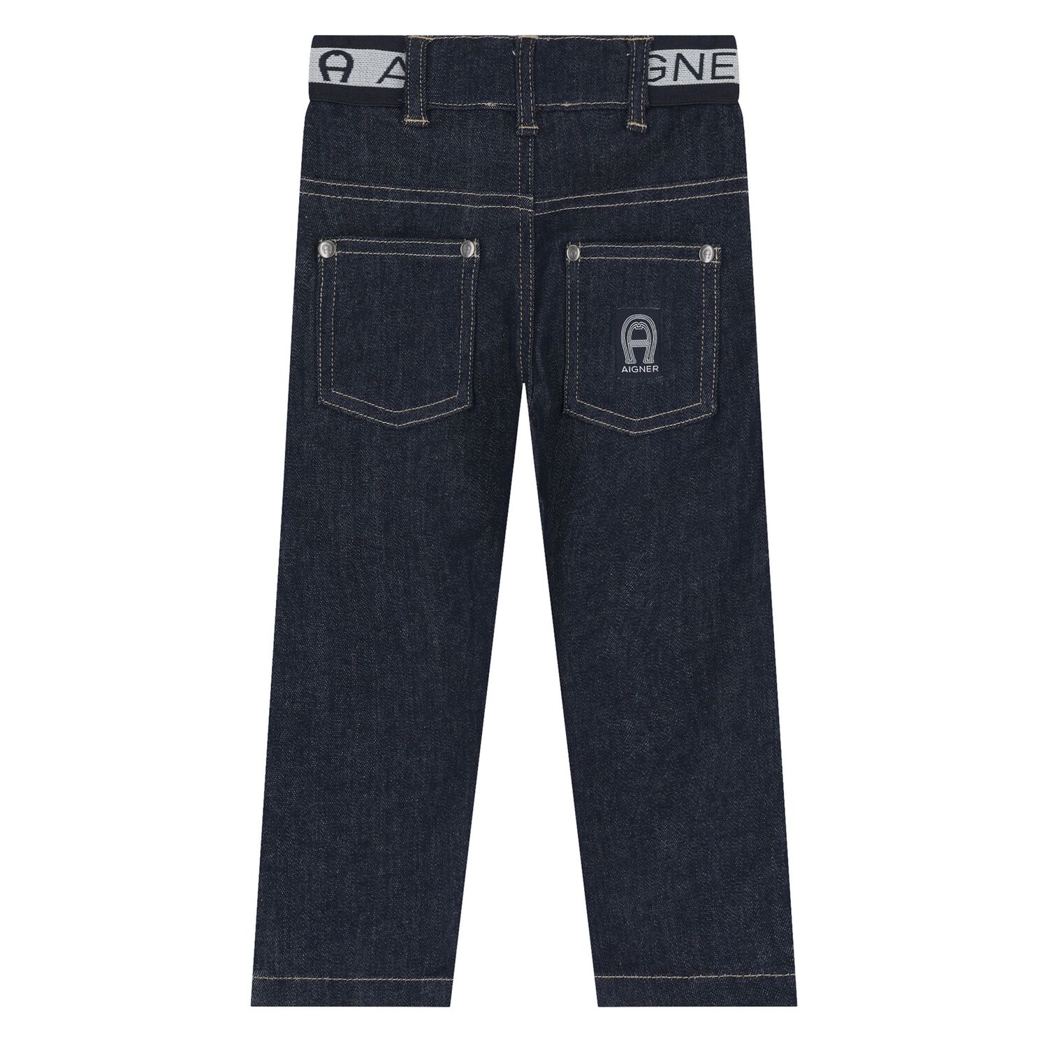 Younger Boys Navy Logo Jeans, 1, hi-res