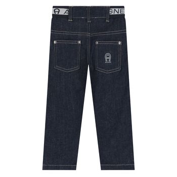 Younger Boys Navy Logo Jeans