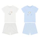 Baby Boys White & Blue Shorts Set ( 2-Pack ), 1, hi-res