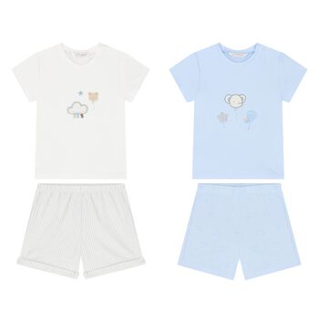 Baby Boys White & Blue Shorts Set ( 2-Pack )