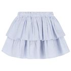 Girls White & Blue Striped Skirt, 1, hi-res