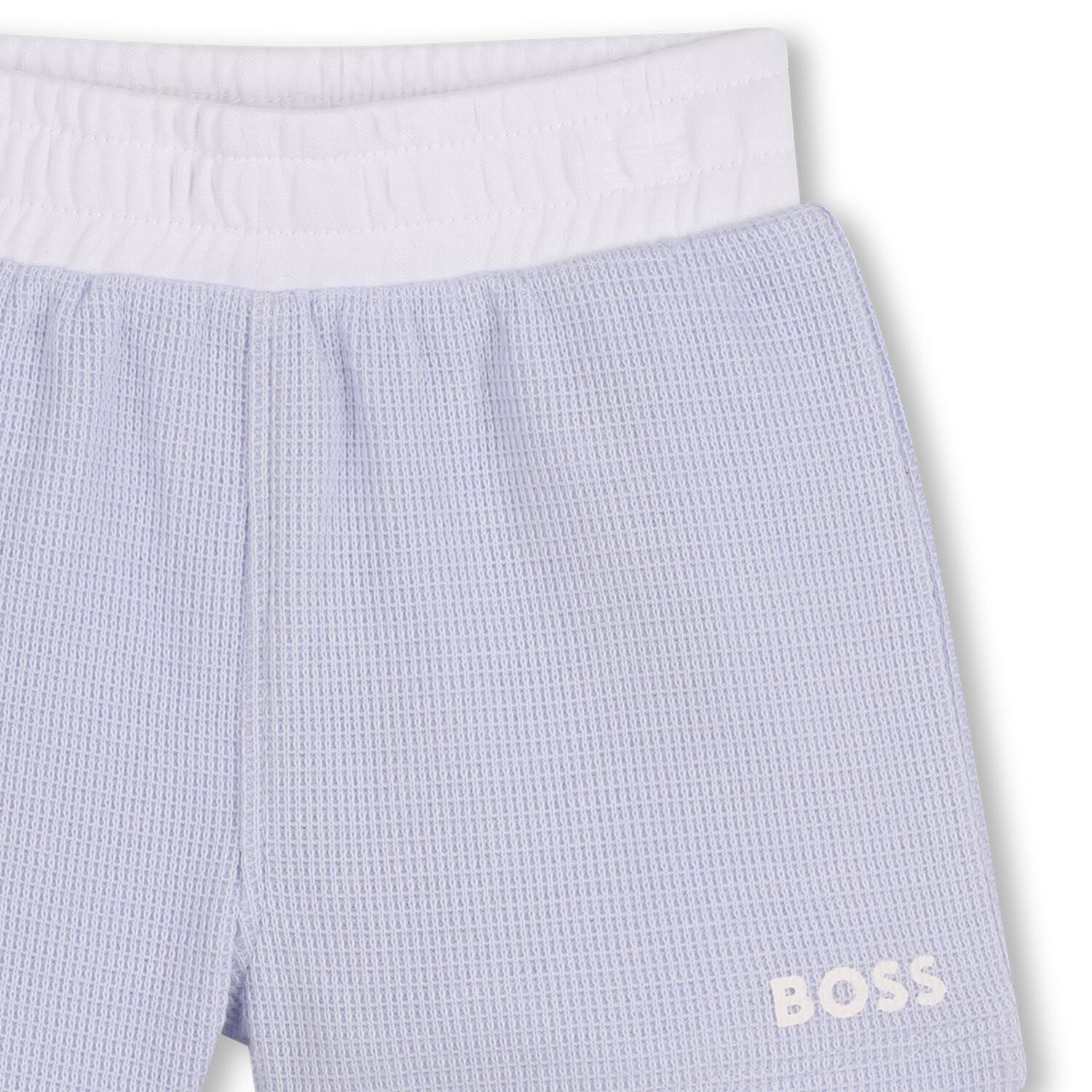 Baby Boys White & Blue Knitted Shorts Set, 2, hi-res