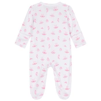Baby Girls White & Pink Ready To Dance Babygrow