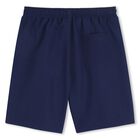 Boys Navy Blue Tiger Logo Swim Shorts, 1, hi-res