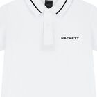 Boys White Cotton Logo Polo Shirt, 1, hi-res