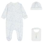 Baby Boys White & Blue Toile De Jouy Babygrow Gift Set, 1, hi-res