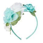 Girls Turquoise Flower Headband, 3, hi-res