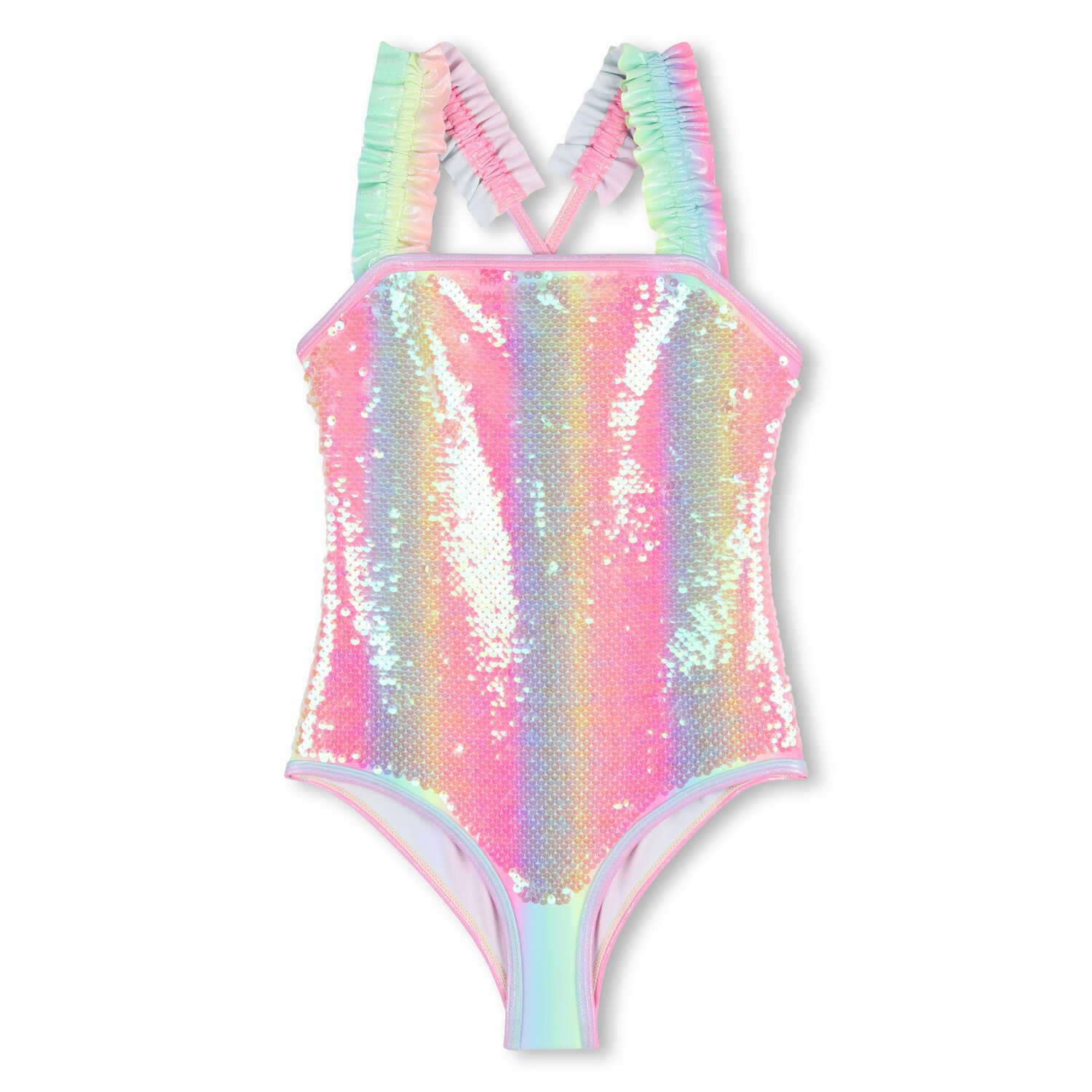 Girls Rainbow Embellished Swimsuit, 1, hi-res