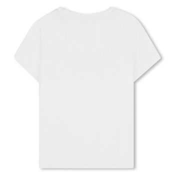 Girls White Embellished Logo T-Shirt