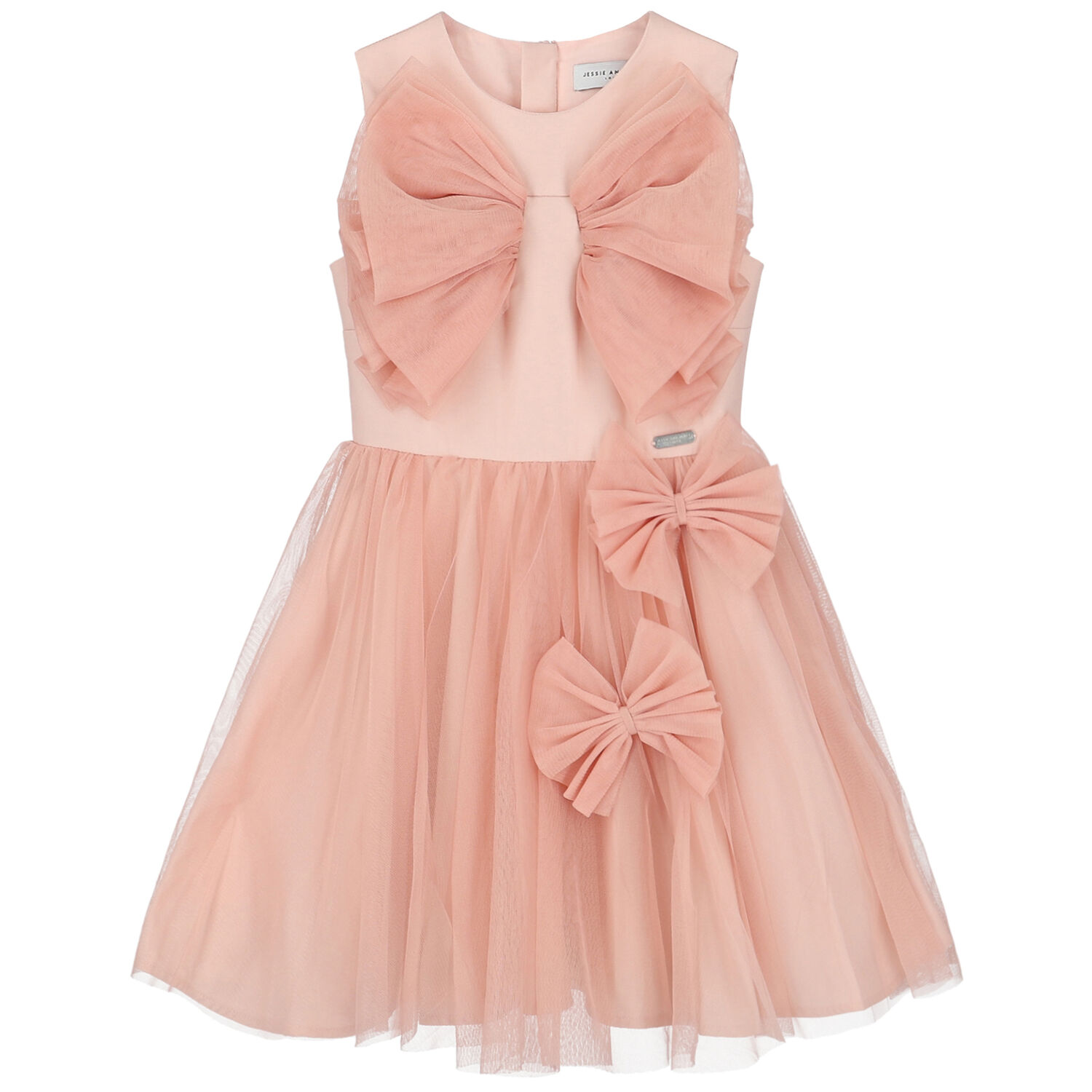 Girls Pink Tulle Bow Dress, 2, hi-res image number null