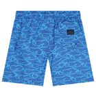 Boys Blue Shark Swim Shorts, 2, hi-res