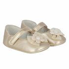 Baby Girls Gold Flower Pre Walker Shoes, 1, hi-res