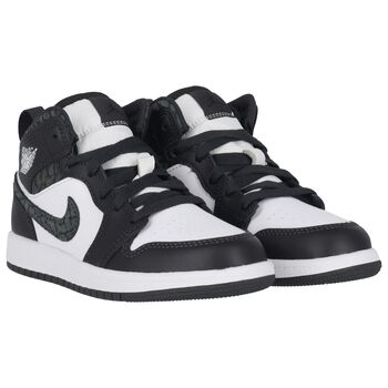 Black, Green & White Air Jordan 1 Mid Trainers